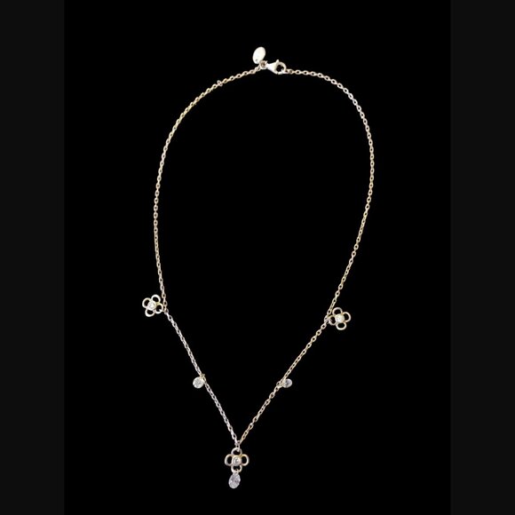 Folli Follie 925 Sterling CZ Flower Pattern 15.5" Long Necklace - Picture 4 of 6